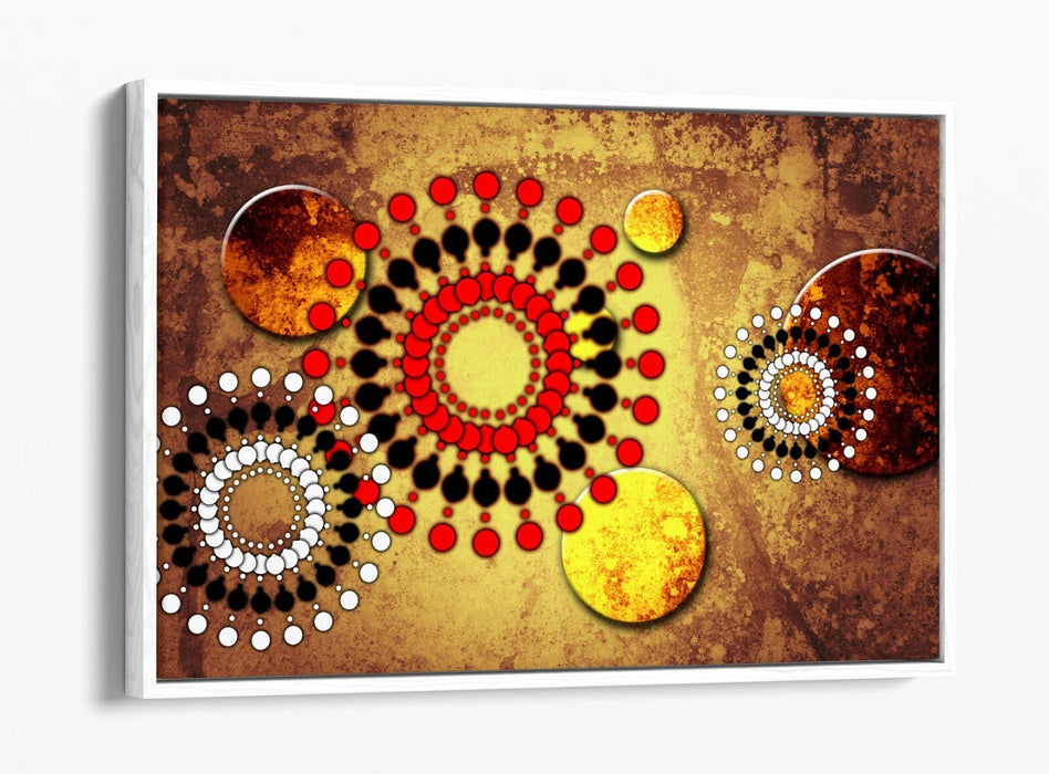 Canvas Wall Art - Red Sun Abstract Shapes | Float Effect Canvas Print, Ready to Hang