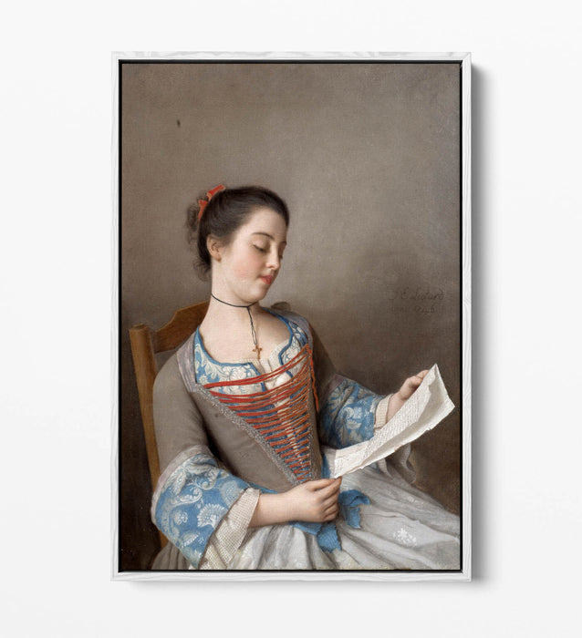 Float Effect Canvas Art – Girl Reading Artwork on Premium MDF Frame Canvas