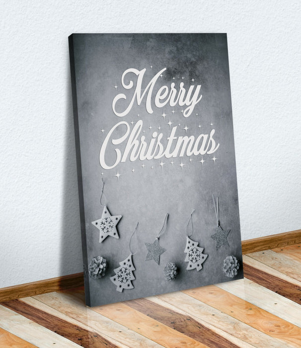 Christmas Canvas Art – Grey Canvas Print Framed Wall Art With Premium Varnish Finish