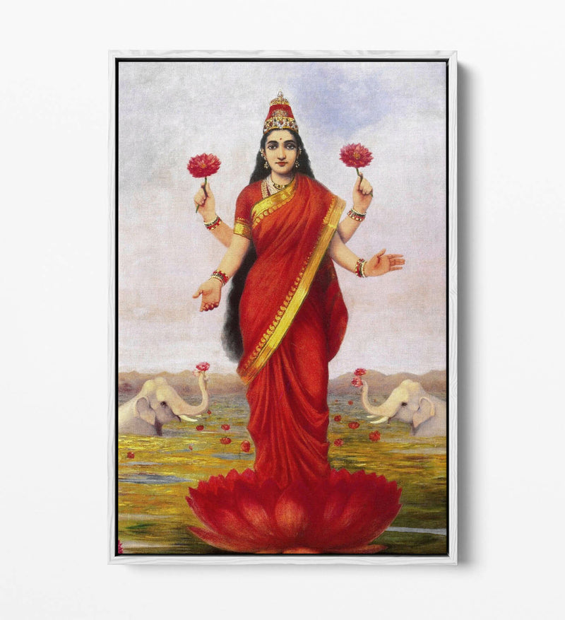 Float Effect Canvas Art - Raja Ravi Varma Goddess Lakshmi Premium Wall Decor