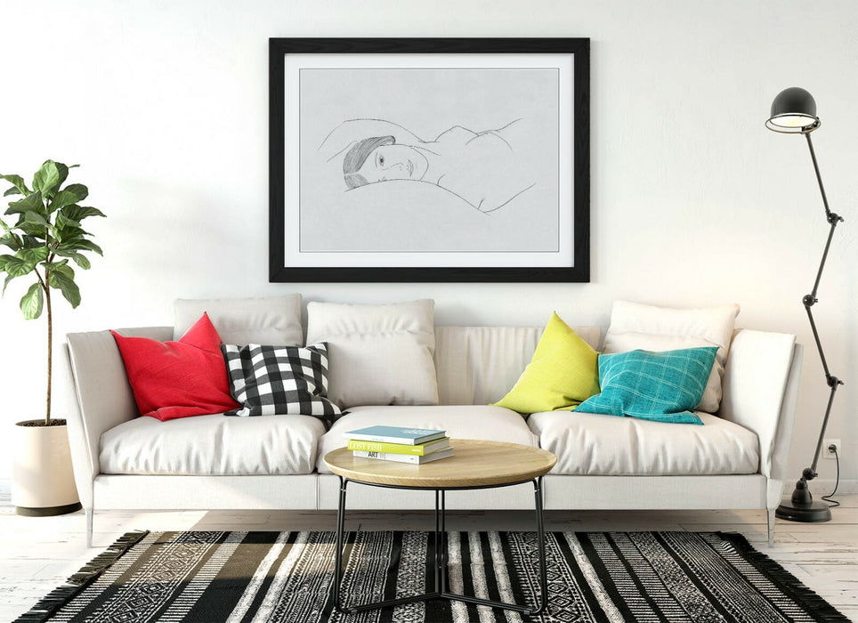 NUDE WOMAN LAYING LINE ART -ART FRAMED POSTER PICTURE PRINT ARTWORK- FEMINIST