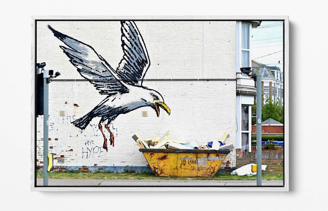 Canvas Wall Art Print - Banksy Seagull Graffiti Urban Street Art | Float Effect Canvas