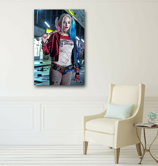 Harley Quinn Canvas Art – Suicide Squad Wall Print With Premium Varnish Finish