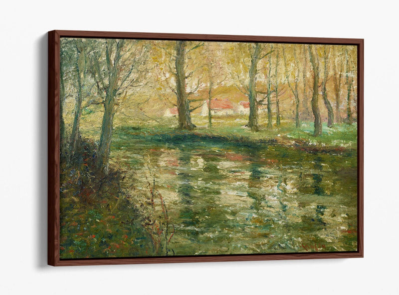 Canvas Wall Art - Ernest Lawson Red Rooftops Handmade Float Effect Frame
