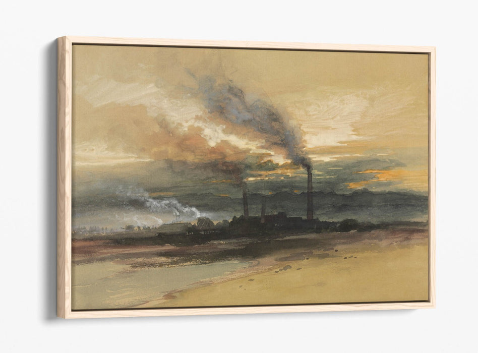 THOMAS MORAN, SMELTING WORKS AT DENVER -FLOAT EFFECT CANVAS WALL ART PRINT