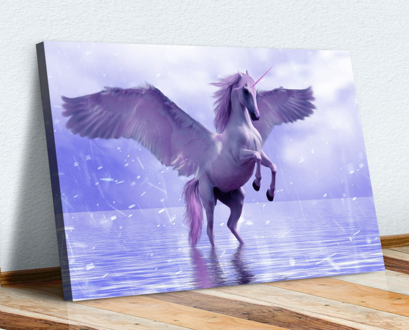 Unicorn Canvas Art - Purple Violet Fantasy Wall Decor, 30mm Deep Handmade Print