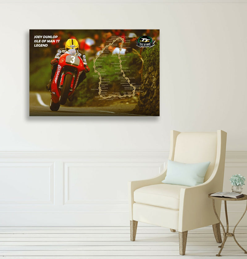 Isle of Man TT Canvas - Joey Dunlop Racing Bike Wall Art Print | Framed 30mm Deep