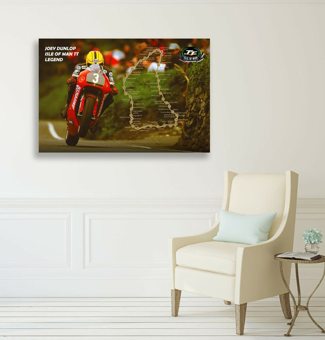 Isle of Man TT Canvas - Joey Dunlop Racing Bike Wall Art Print | Framed 30mm Deep