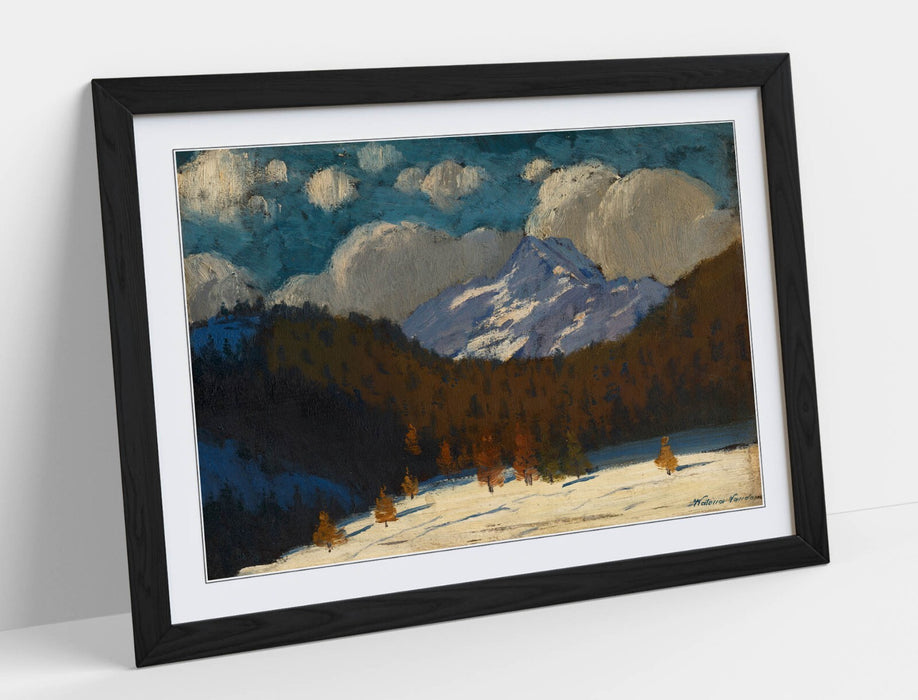 Framed Art Poster - High Tatras Winter Mountain Print With Natural Wood Frame