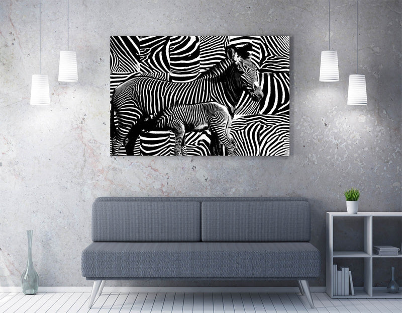 Zebra Canvas Wall Art – Handmade Black and White Art with Zebra Stripe Canvas