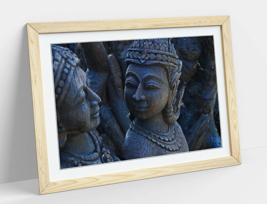 Buddha Wall Art - Grey Buddha Statue Print | Handmade Buddhist Art Decor