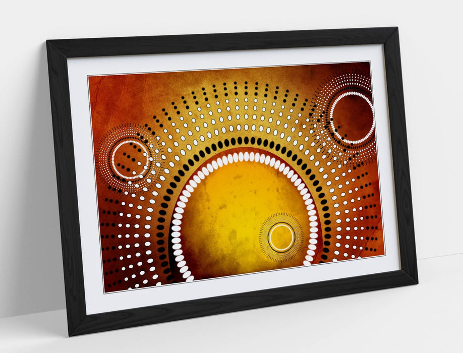 Framed Abstract Poster - Yellow Sun Artwork | Modern Bedroom Wall Art Print