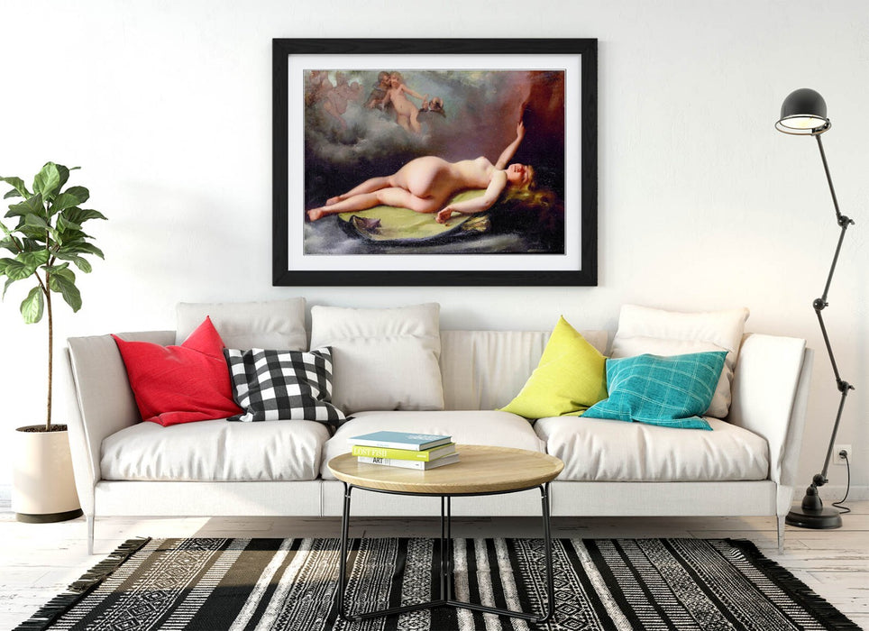 Framed Wall Art - Luis Ricardo Falero Reclining Nude Poster Print With Faux Wood Frame