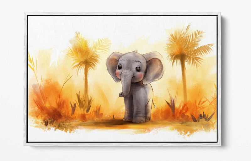 Cartoon Elephant Canvas - Safari Wall Art | Handmade Float Effect Print