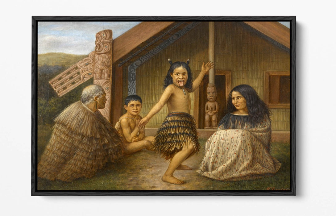Canvas Wall Art Print - Maori Girl Learning Haka | Float Effect, Premium Frame