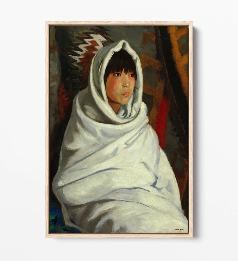 Canvas Wall Art Print - Girl in White Blanket | Handmade Float Effect Canvas