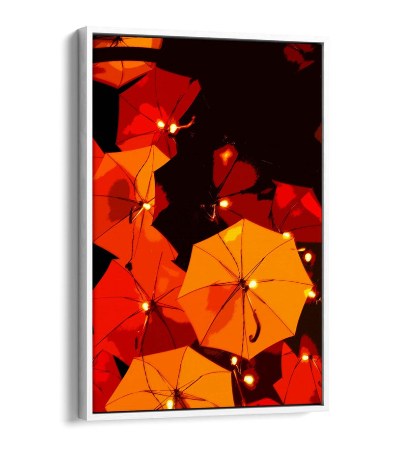 Float Effect Canvas Art - Orange Yellow Umbrella Wall Decor on Premium MDF Frame