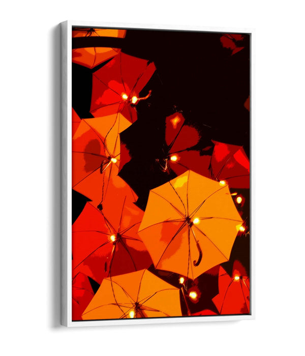 Float Effect Canvas Art - Orange Yellow Umbrella Wall Decor on Premium MDF Frame