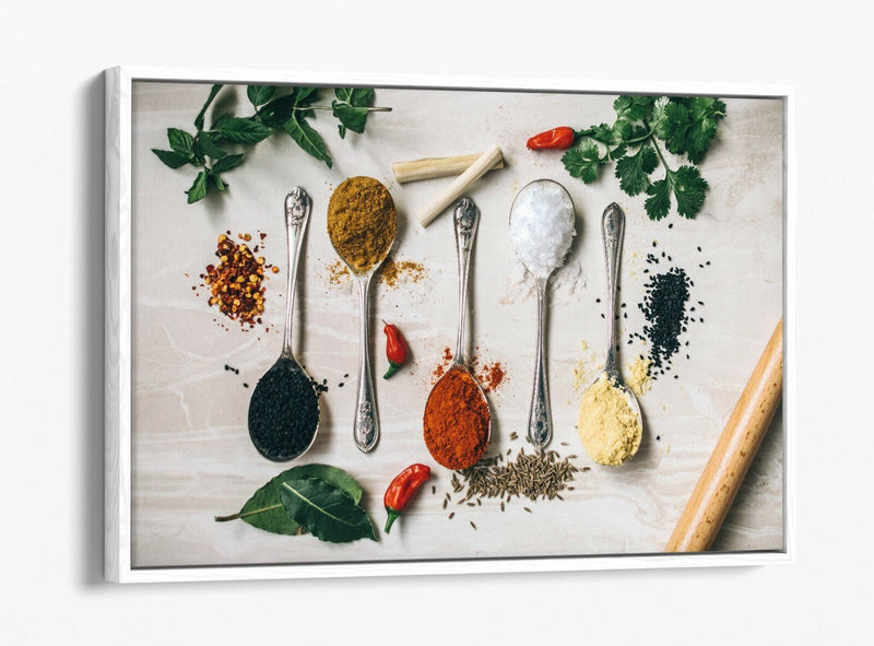 Canvas Wall Art - Kitchen Herbs Spices Print | Handmade UK Float Effect Frame