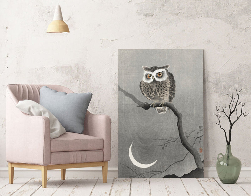 Owl Canvas Wall Art – Handmade Japanese Owl Print on Archival Grade Canvas
