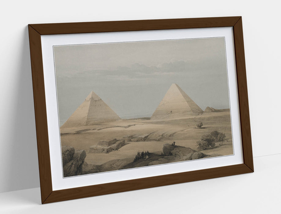 Framed Wall Art – Pyramids Of Giza Print With Wood Grain Frame | Handmade UK Poster