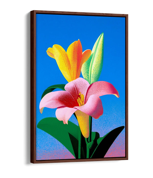 Colourful Lily Canvas Art - Handmade Floral Wall Art With Float Effect Frame