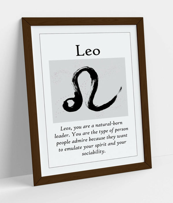 LEO STAR SIGN ZODIAC ASTOLOGY QUOTE SLOGAN -FRAMED WALL ART PICTURE PRINT