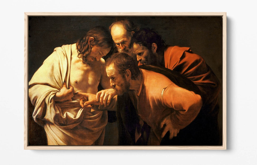 CARAVAGGIO, THE INCREDULITIY OF SAINT THOMAS -FLOAT EFFECT CANVAS WALL ART PRINT