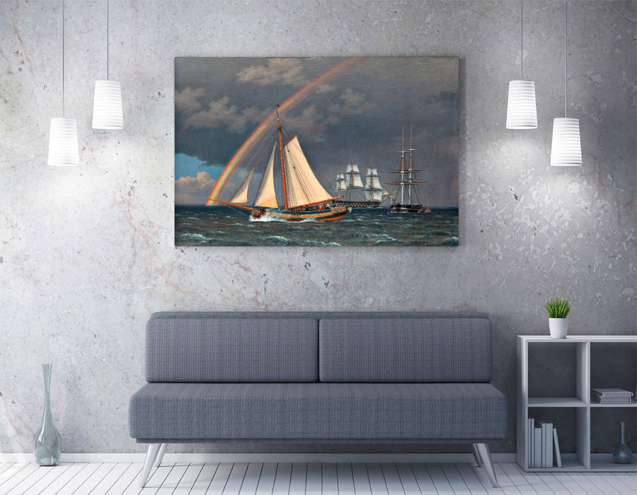 C.W ECKERSBERG, RAINBOW AT SEA -CANVAS WALL ART ARTWORK PRINT