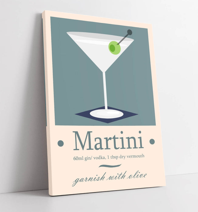 Martini Cocktail Poster – Handmade Canvas Wall Art | Vibrant Drink Print