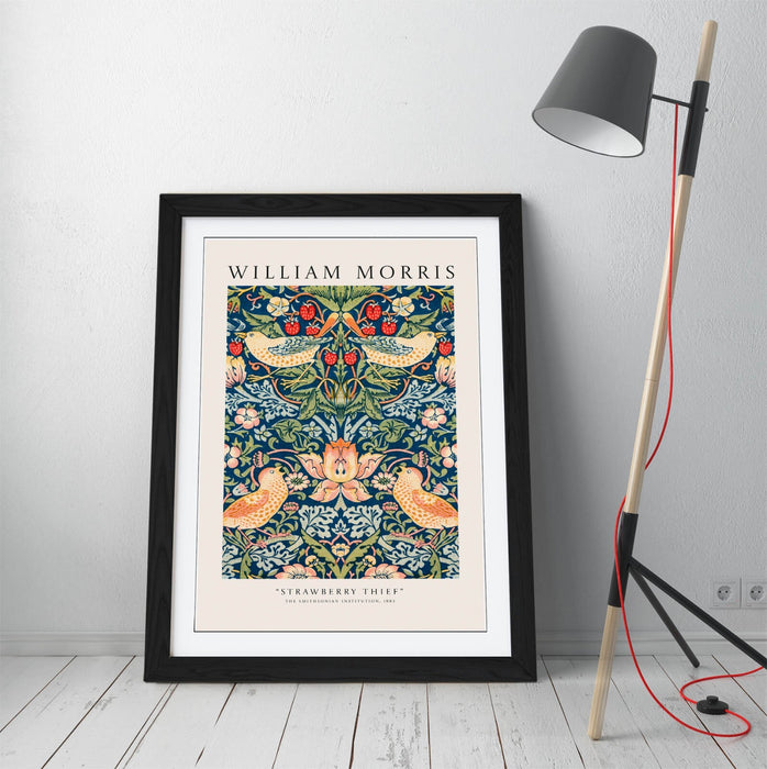 Framed Wall Art William Morris Strawberry Thief Print – Botanical Plant Decor Poster
