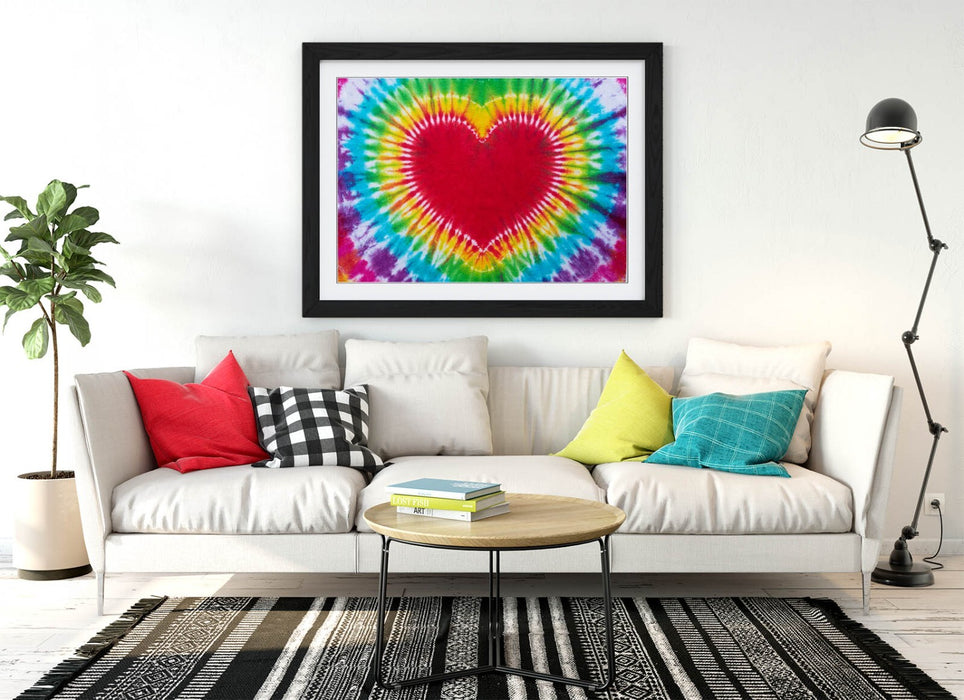Tie Dye Wall Art - Framed Heart Print Poster | Handmade UK Bedroom Decor