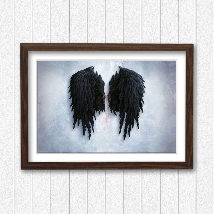 Black Wings Poster – Handmade UK Frame | Street Art Print Ready to Hang