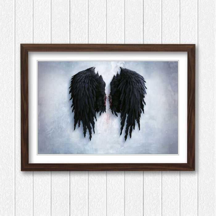 FALLEN BROKEN ANGEL BLACK WINGS STREET ART FRAMED POSTER PICTURE PRINT BANKSY