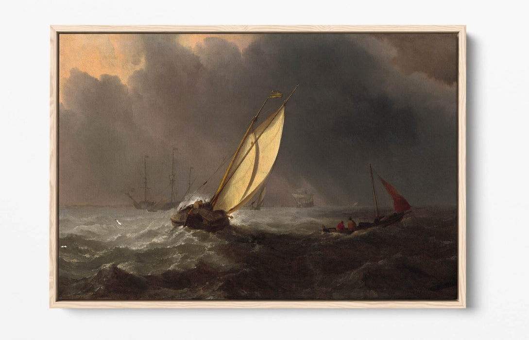 Float Effect Canvas Art - Premium Varnish Satin Finish, Willem Van De Velde Print