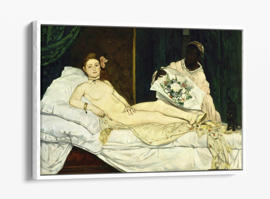 EDOUARD MANET OLYMPIA- FLOAT EFFECT CANVAS WALL ART PIC PRINT- WHITE BROWN