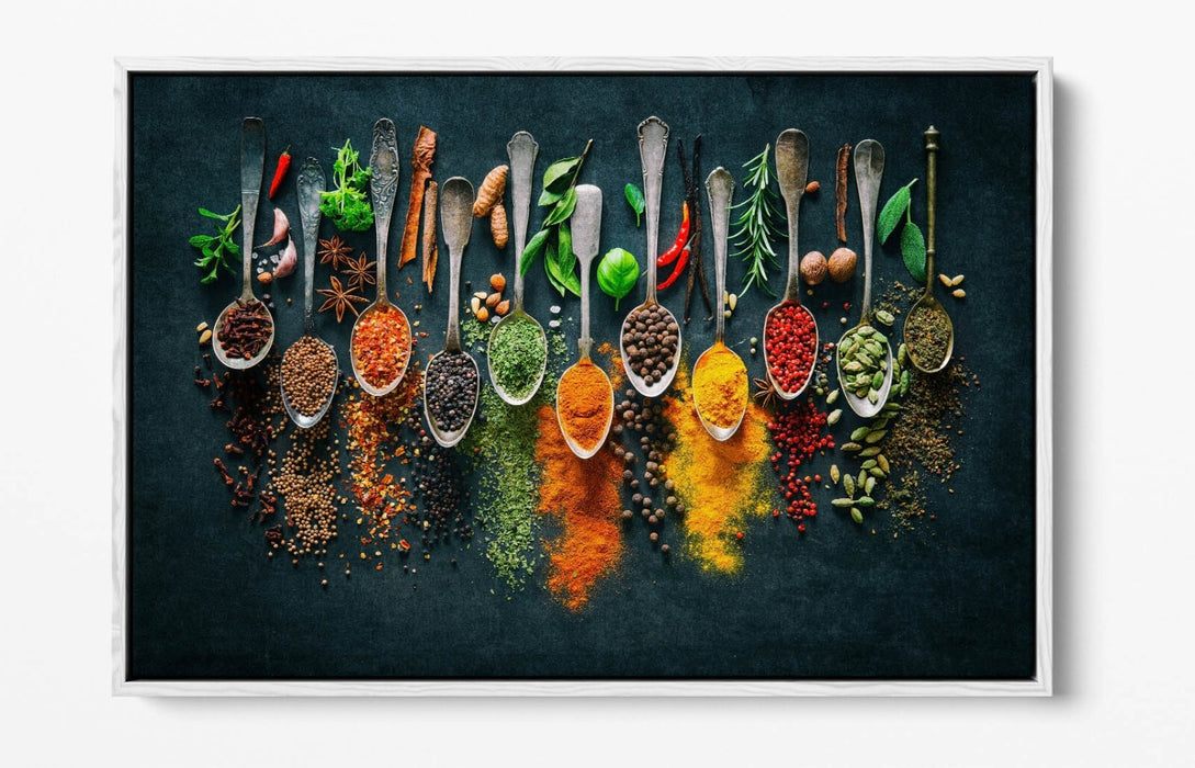 Canvas Wall Art – Herbs And Spices Spoons Kitchen Decor | Float Effect Print