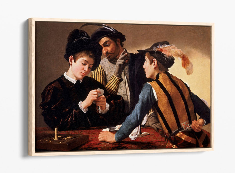 CARAVAGGIO, THE CARDSHARPS -FLOAT EFFECT CANVAS WALL ART PRINT