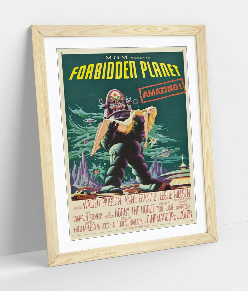 Vintage Sci Fi Poster - Handmade Framed Wall Art | Forbidden Planet Art Print