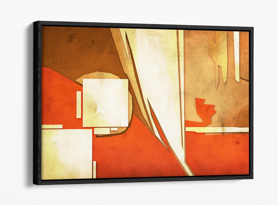 Canvas Wall Art – Orange Brown Abstract Print with Float Effect Frame