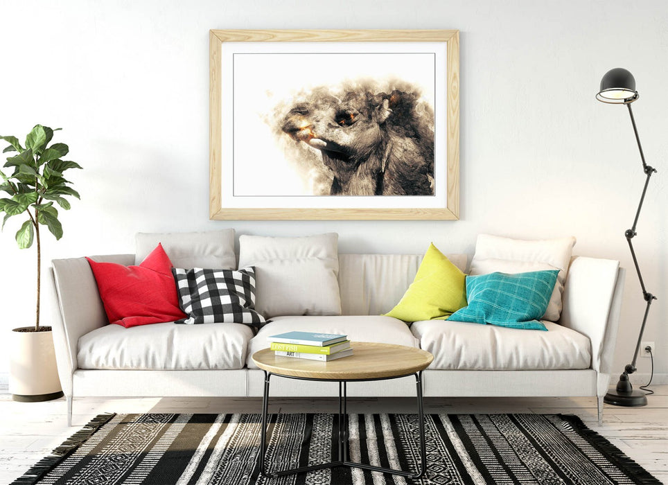 CAMEL SKETCH ABSTRACT ANIMAL ART DECOR -FRAMED ART POSTER PICTURE PRINT