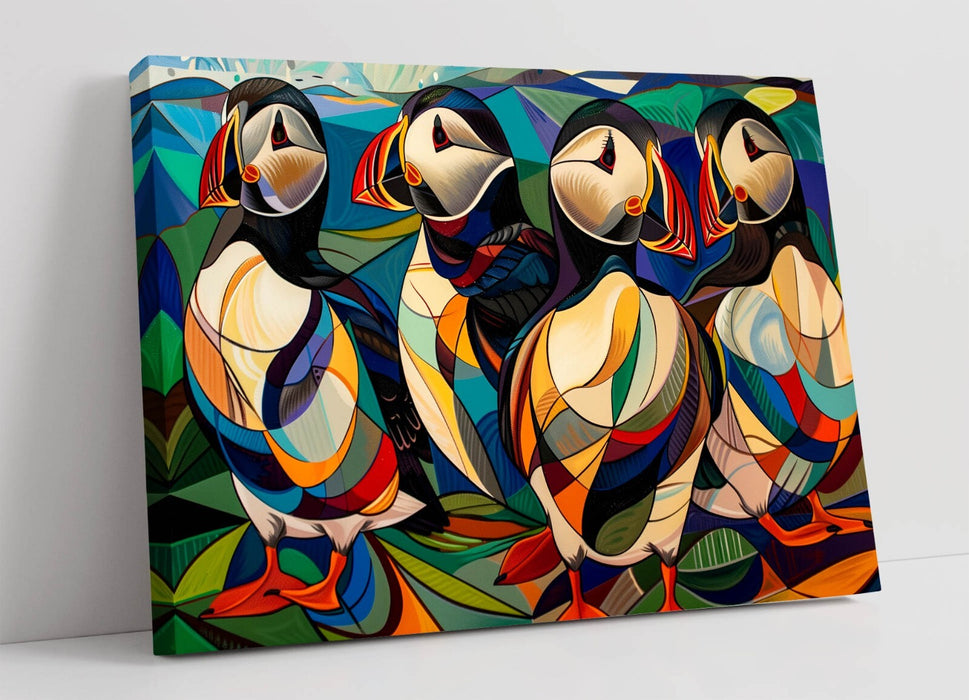 Puffins Canvas Art - Handmade Contemporary Home Decor | Ready To Hang Wall Art