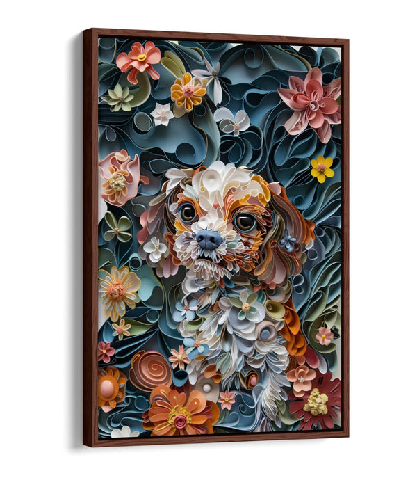 Dog Quilling Canvas - Handmade Dog Portrait Print With Float Effect Frame