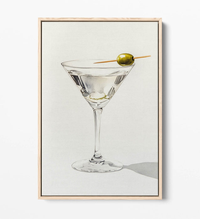 Canvas Wall Art - Dirty Martini Watercolour Style Float Effect Print on Premium Frame
