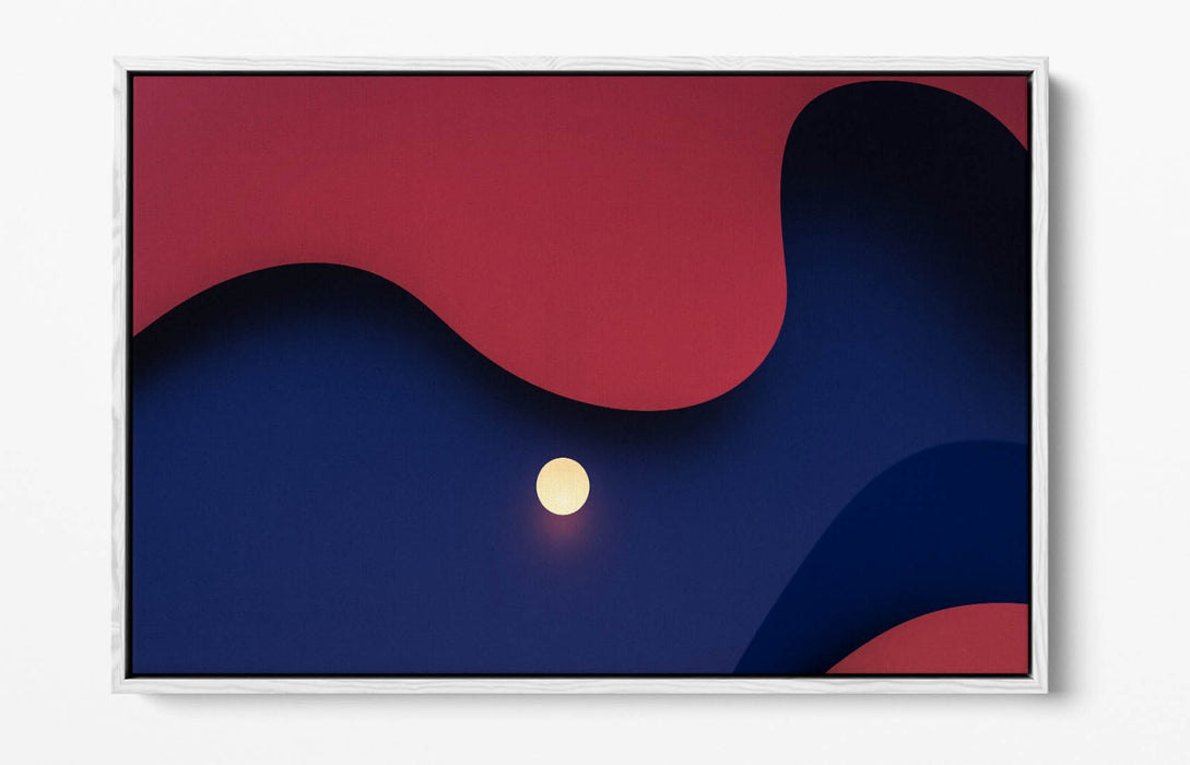 Canvas Wall Art - Moon In Blue Sky Abstract Canvas Print | Float Effect Frame