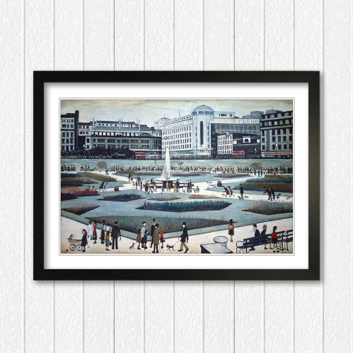 Piccadilly Gardens People FRAMED WALL ART PRINT PAINTING 4 SIZE LS Lowry Style