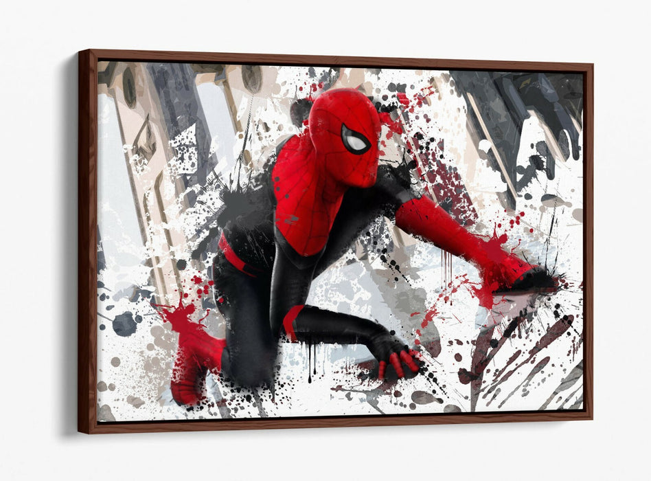 Spiderman Canvas Art - Marvel Float Effect Canvas Wall Decor | Red White Print