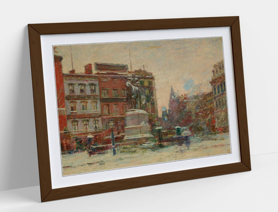 Framed Wall Art Poster – Theodore Robinson Union Square Winter Painting Print