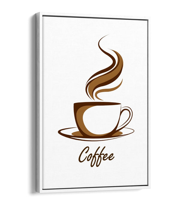 Canvas Wall Art - Brown Coffee Cup Illustration | Float Effect Canvas Print