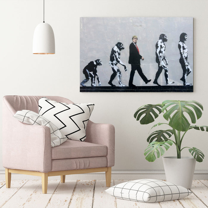 BANKSY DONALD TRUMP EVOLUTION CANVAS WALL ART PICTURE PRINT ARTWORK GRAFFITI NEW